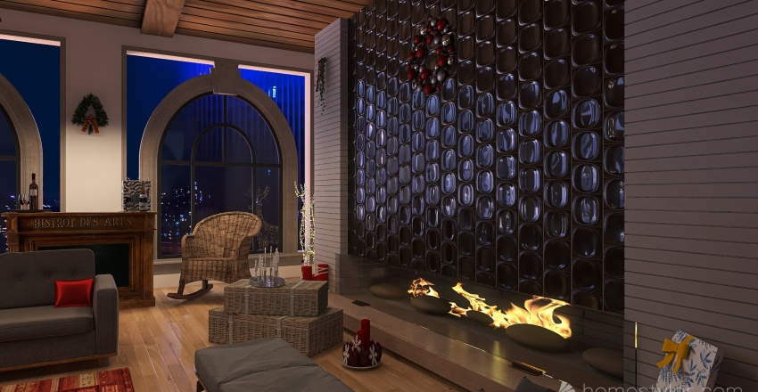 loft décoration de noel 3d design renderings