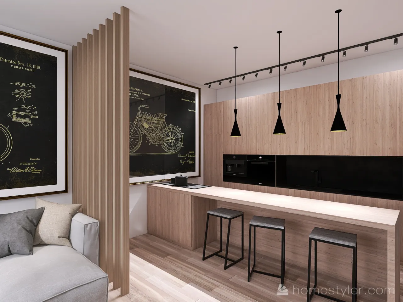 Мини-отель-студия 30 кв.м. 3d design renderings