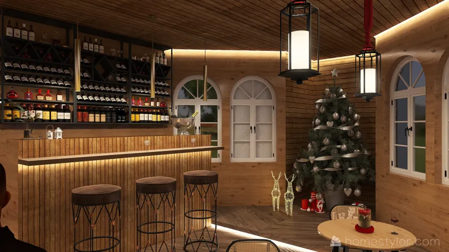 #ChristmasRoomContest_Lounge Bar at the mountain 3d design renderings