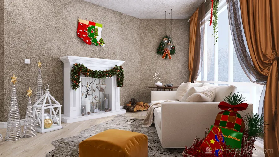 #ChristmasRoomContest Cosy Holiday Home 3d design renderings