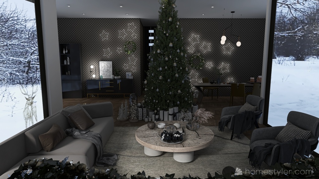 #ChristmasRoomContest-Modern Mountain Christmas 3d design renderings