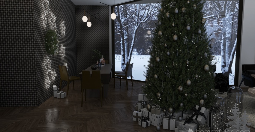 #ChristmasRoomContest-Modern Mountain Christmas 3d design renderings
