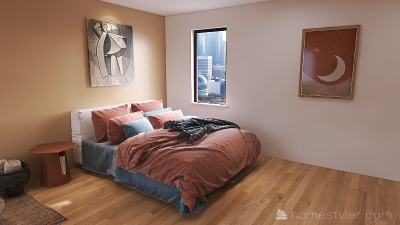 Earthy Tone Bedroom 3d design renderings