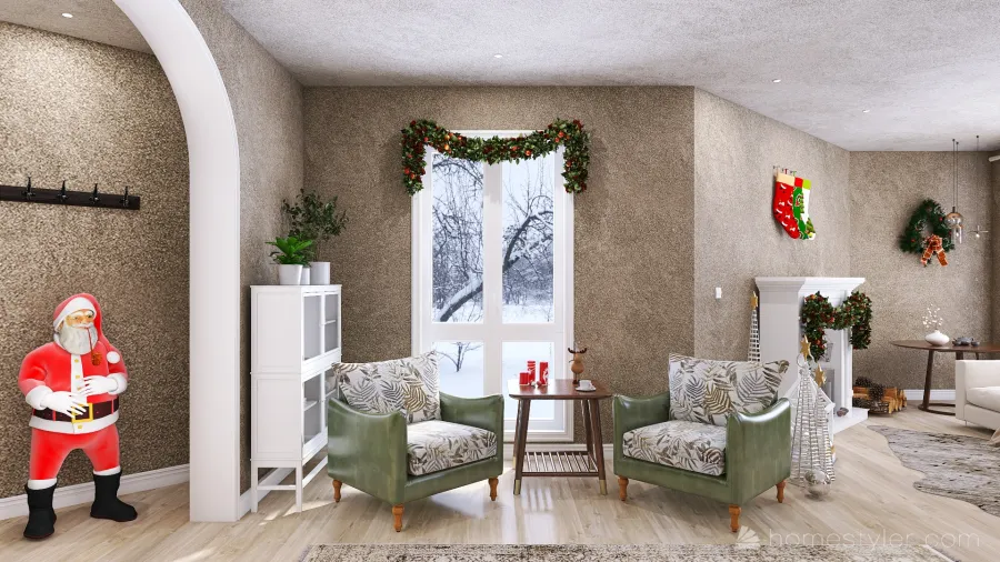 #ChristmasRoomContest Cosy Holiday Home 3d design renderings