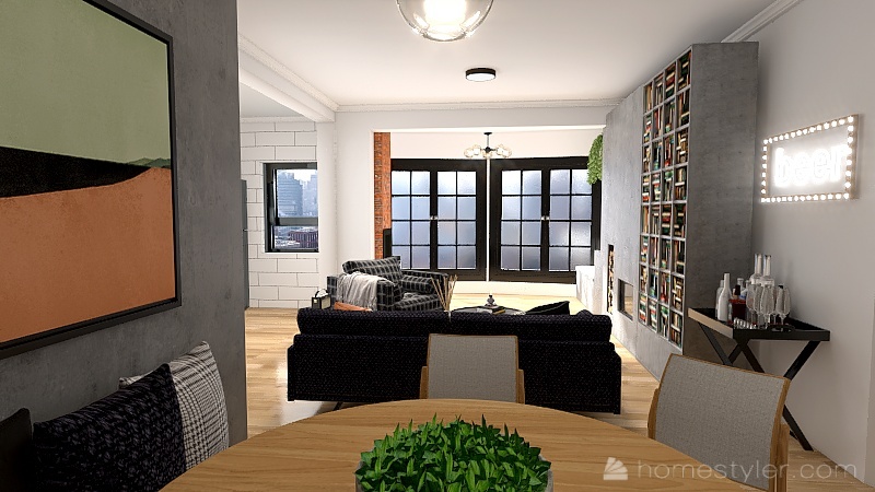Living & Dining Room 3d design renderings