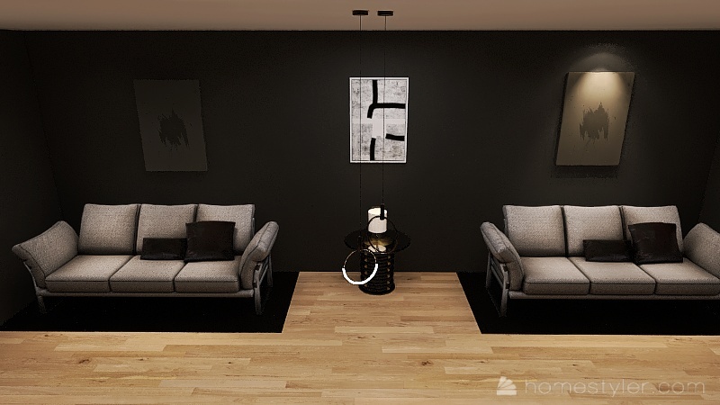 Black Living Room 3d design renderings