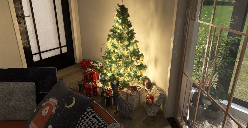 #ChristmasRoomContest A Purrrfect Christmas 3d design renderings