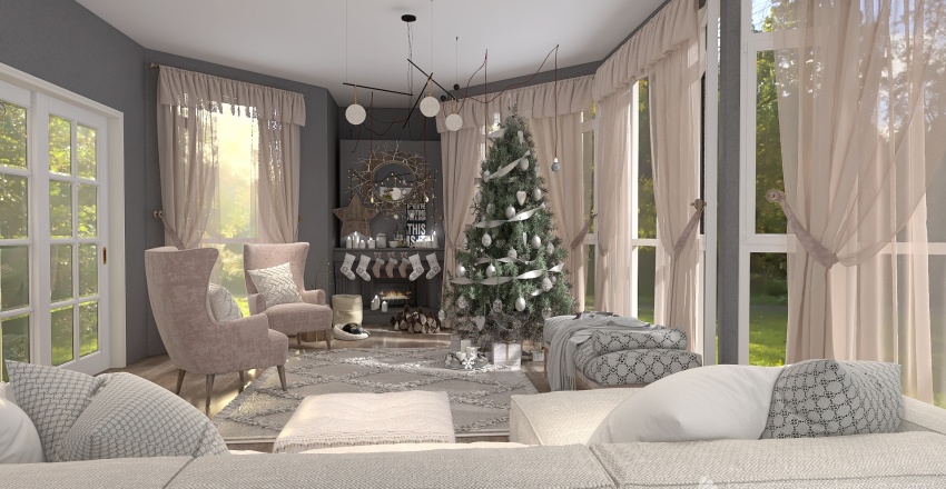 #ChristmasRoomContest_copy Rustic living room 3d design renderings