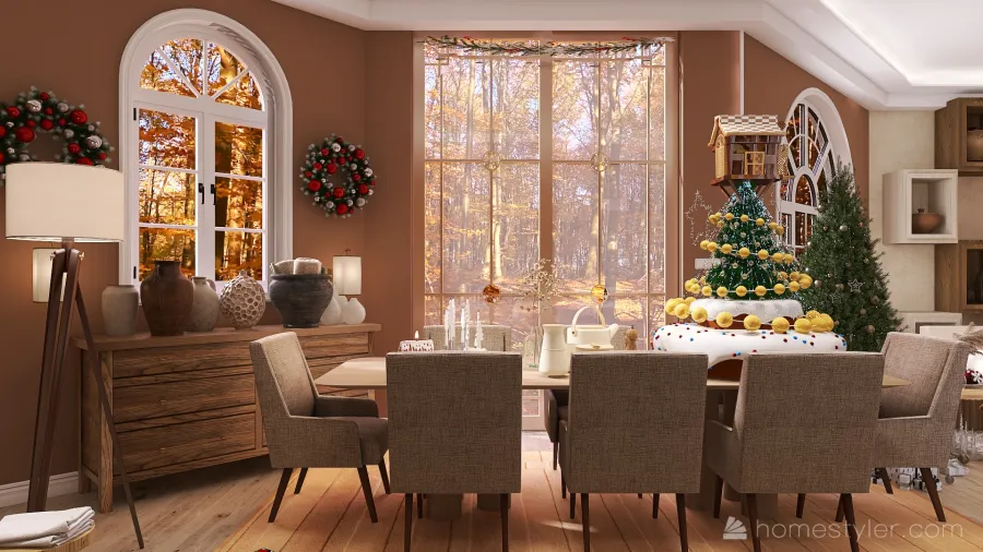 #ChristmasRoomContest_ Warm Home 3d design renderings