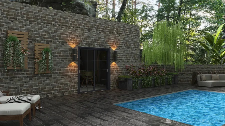 Modern Green Pool 3d design renderings
