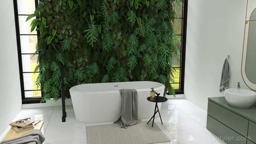 Modern Green Master Bathroom 3d design renderings