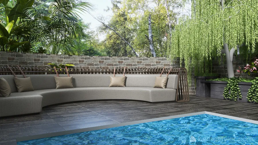 Modern Green Pool 3d design renderings