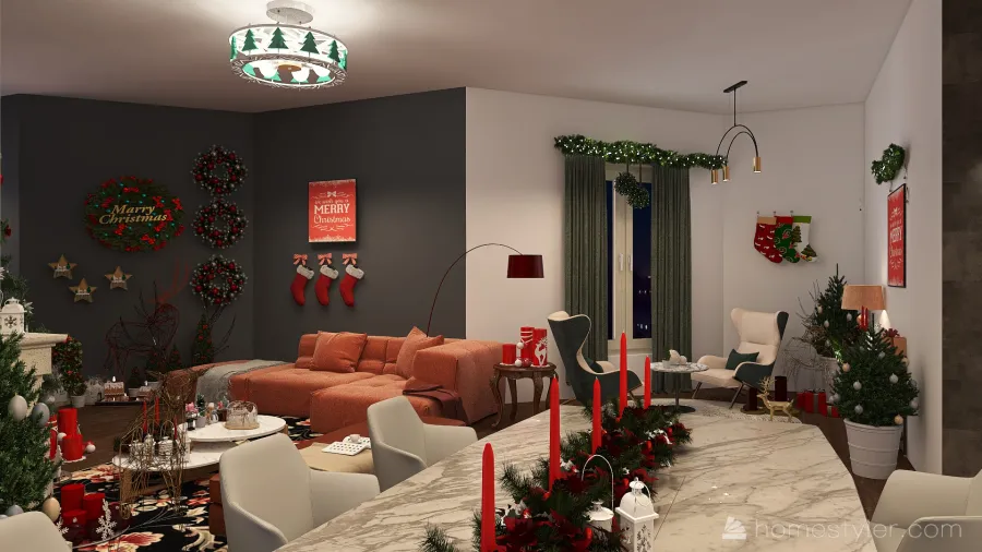 CHRISTMAS VILLA  #ChristmasRoomContest 3d design renderings