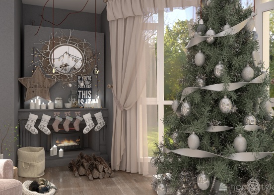 #ChristmasRoomContest_copy Rustic living room Design Rendering