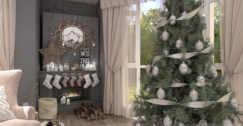 #ChristmasRoomContest_copy Rustic living room 3d design renderings
