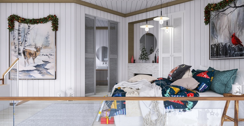 #ChristmasRoomContest - Cozy Cabin 3d design renderings