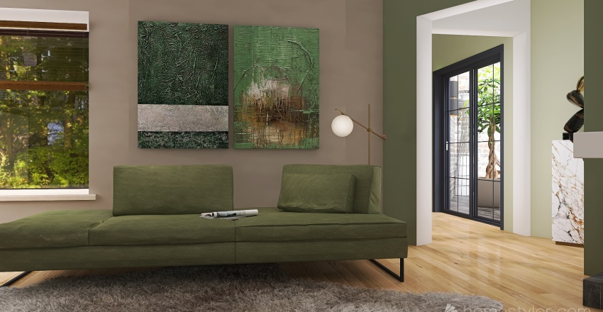 Modern Green Living Room 3d design renderings