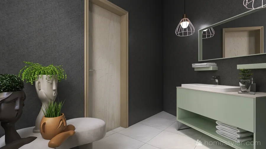 Modern Green Bathroom 3d design renderings