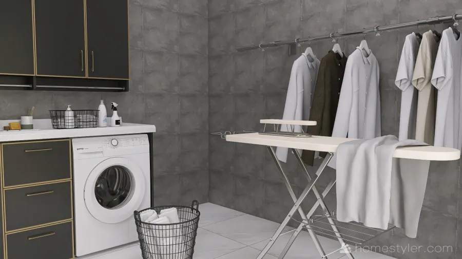 Modern Green Laundry Room 3d design renderings