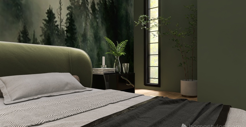 Modern Green Master Bedroom 3d design renderings