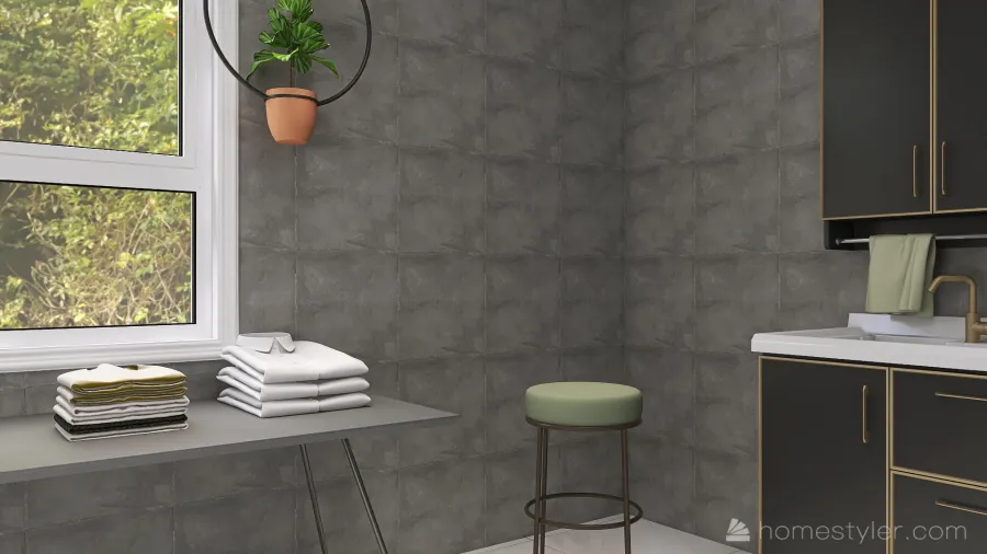 Modern Green Laundry Room 3d design renderings