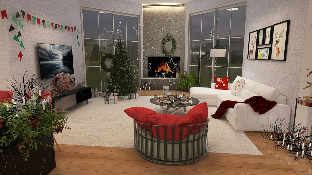 #ChristmasRoomContest_Open House party 3d design renderings