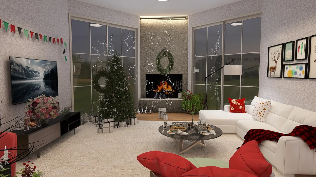 #ChristmasRoomContest_Open House party 3d design renderings