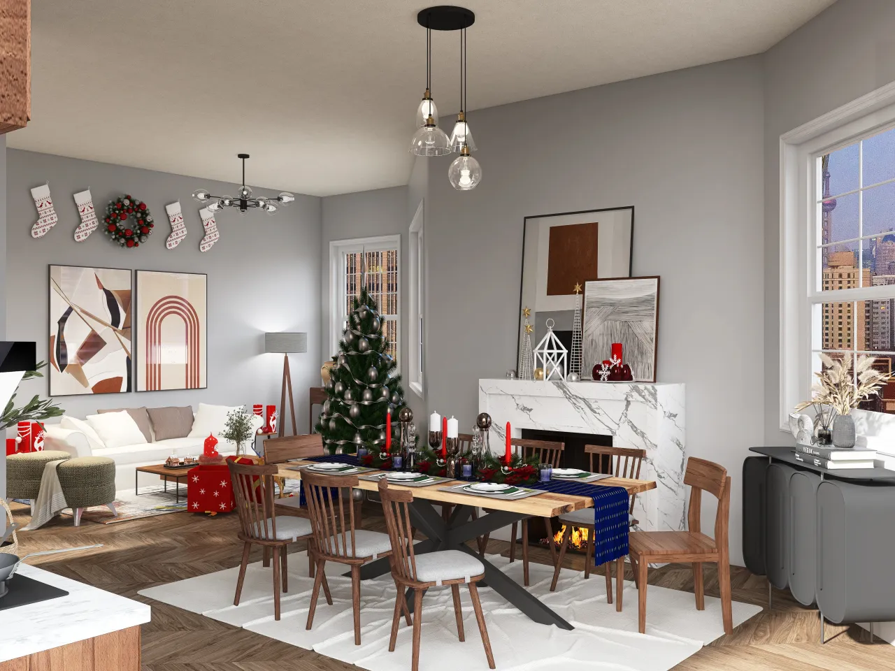 #ChristmasRoomContest _ Christmas In The City 3d design renderings