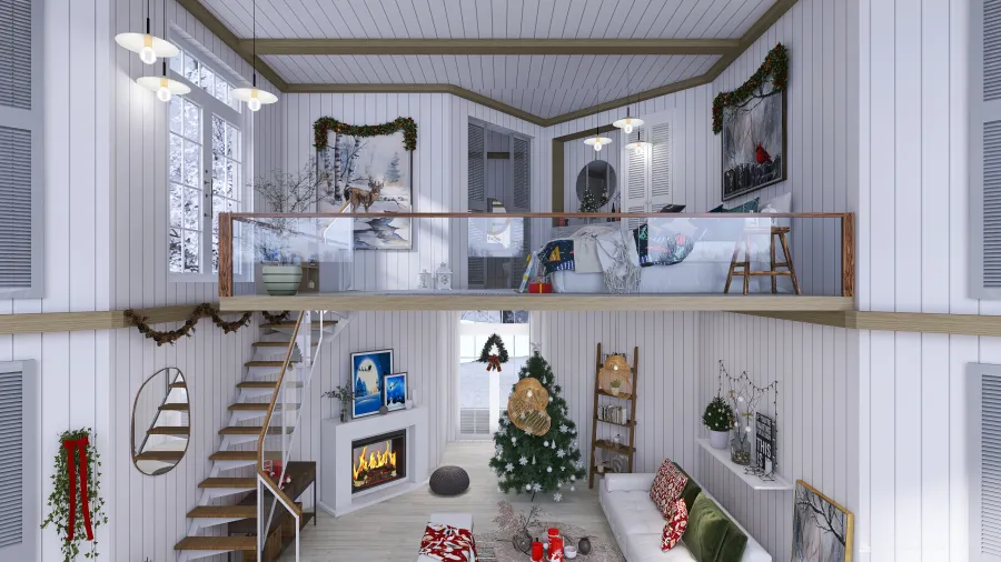 #ChristmasRoomContest - Cozy Cabin 3d design renderings