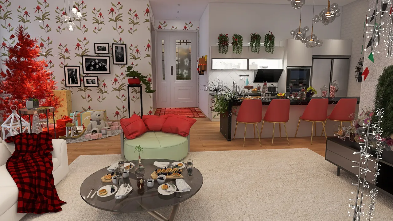 #ChristmasRoomContest_Open House party 3d design renderings