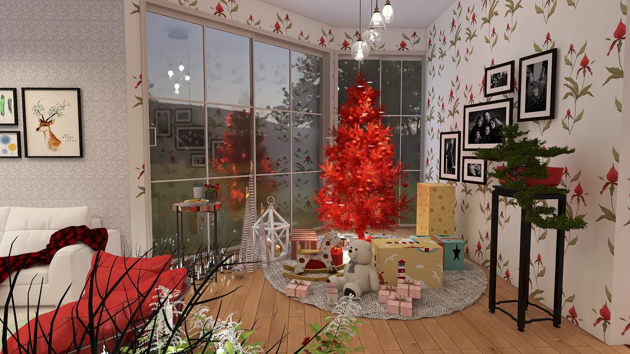 #ChristmasRoomContest_Open House party 3d design renderings