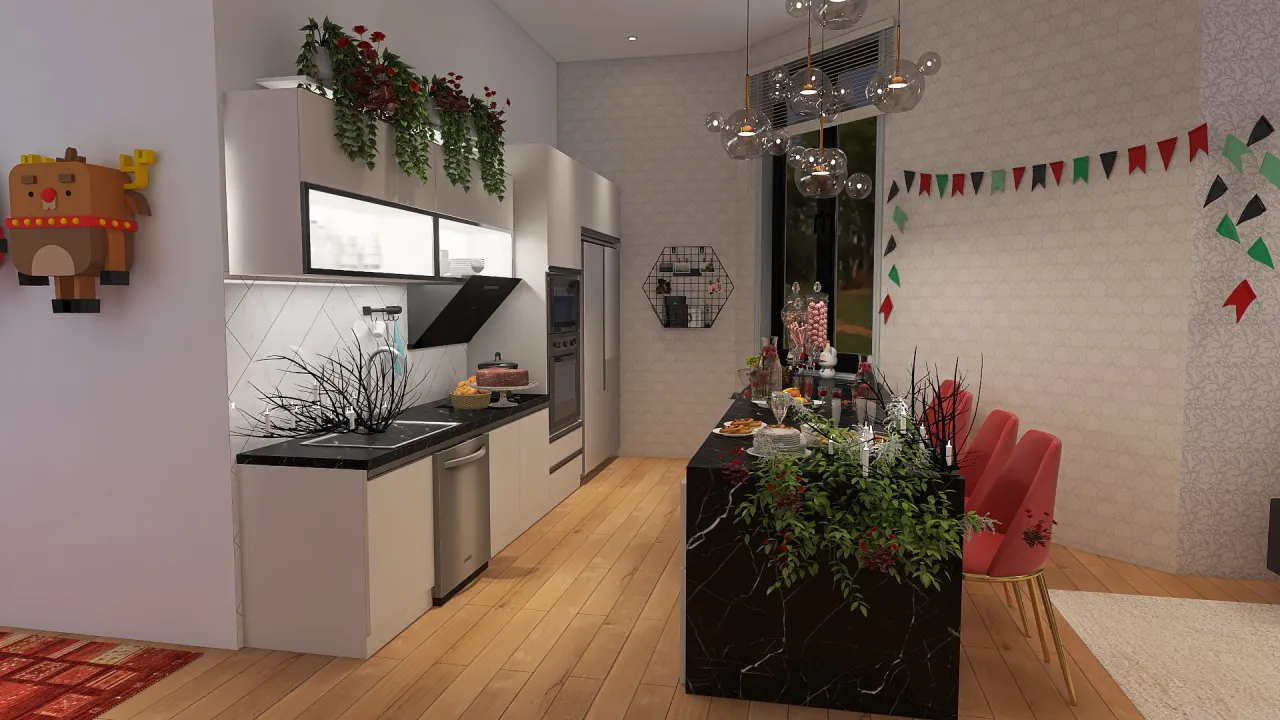 #ChristmasRoomContest_Open House party 3d design renderings