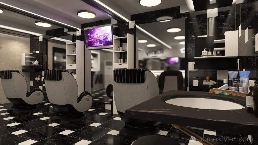 Barber Shop 3d design renderings