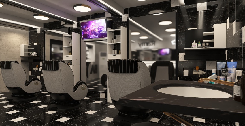 Barber Shop 3d design renderings