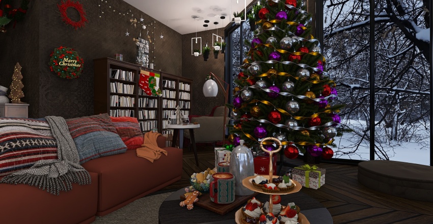 #ChristmasRoomContest_snowy room 3d design renderings