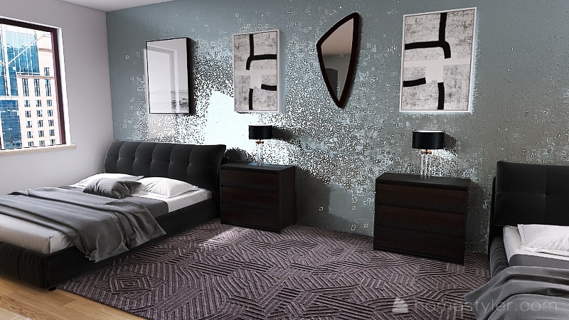 Black Bedroom 3d design renderings