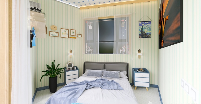Camera da letto 3d design renderings