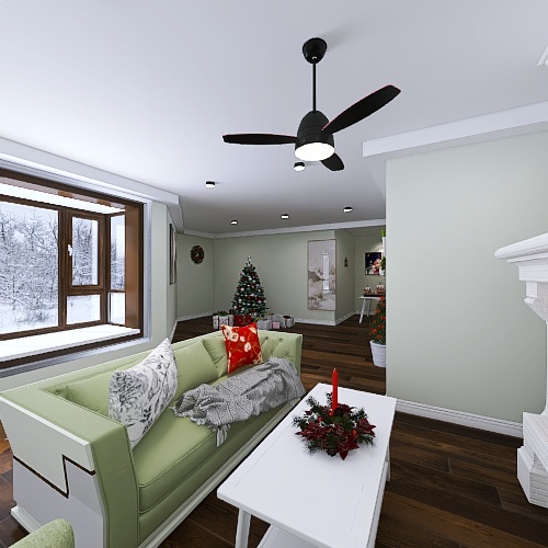 #ChristmasRoomContest -- cozy Christmas hideaway 3d design renderings