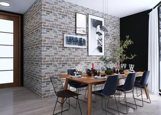 #ChristmasRoomContest- Gray and Brick Design Rendering