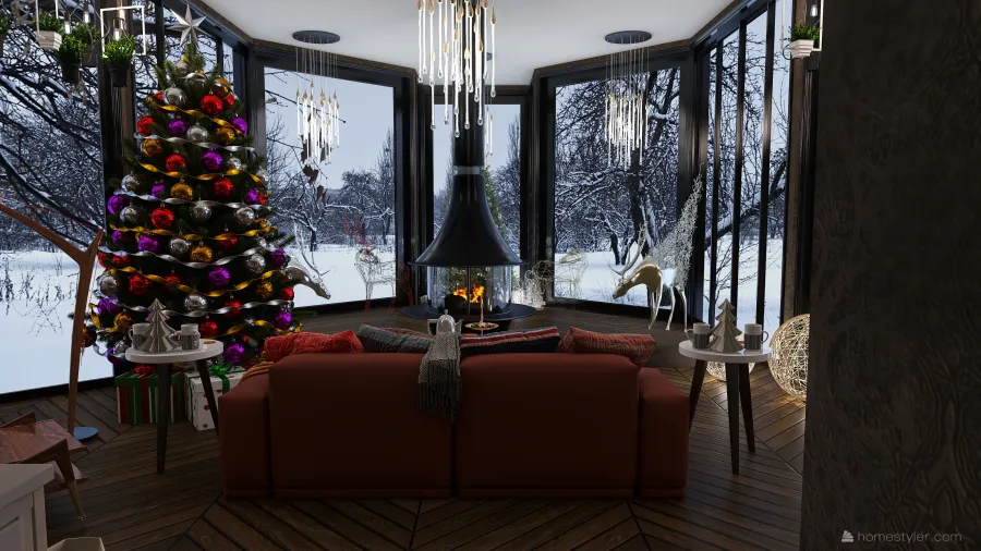 #ChristmasRoomContest_snowy room 3d design renderings