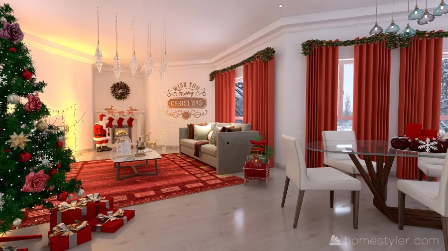 #ChristmasRoomContest-THE GREAT ROOM 3d design renderings