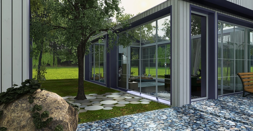 Farmhouse petite maison tranparente 3d design renderings
