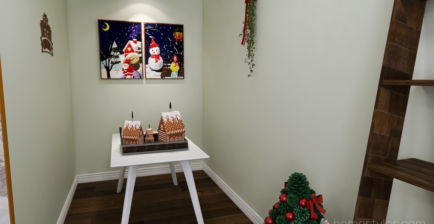 #ChristmasRoomContest -- cozy Christmas hideaway 3d design renderings