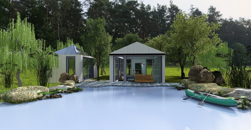 Farmhouse petite maison tranparente 3d design renderings