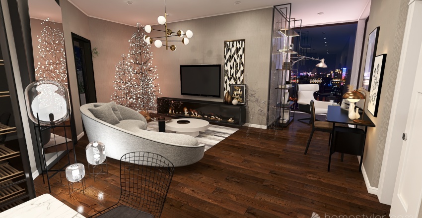 #ChristmasRoomContest_MODERN CITY APARTMENT FIRST CHRISTMAS 3d design renderings
