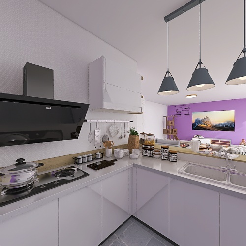 Living Room/kitchen 3d design renderings