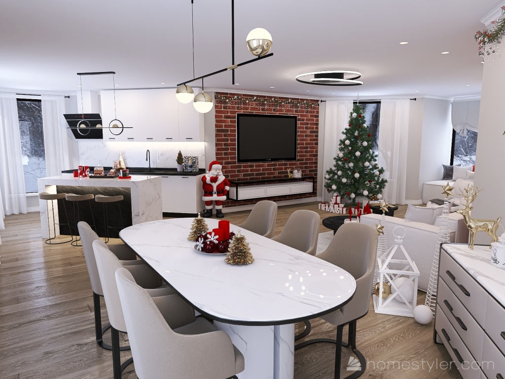 #ChristmasRoomContest Cozy and modern Christmas home 3d design renderings