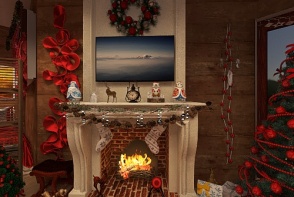 #ChristmasRoomContest_copy Red Christmas Cabin Design Rendering