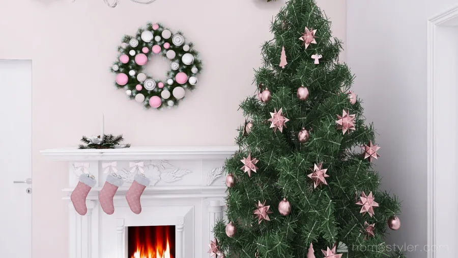 #ChristmasRoomContest White&Pink appartment 3d design renderings