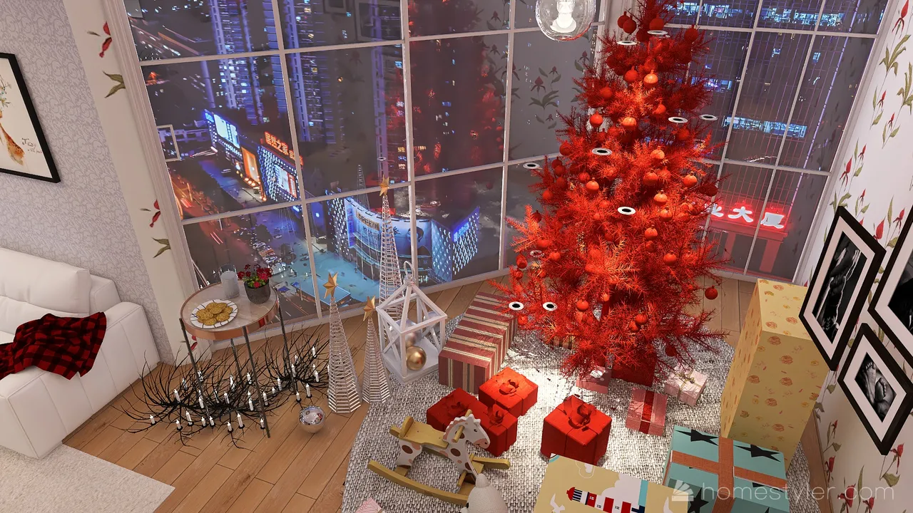 #ChristmasRoomContest_Open House party 3d design renderings